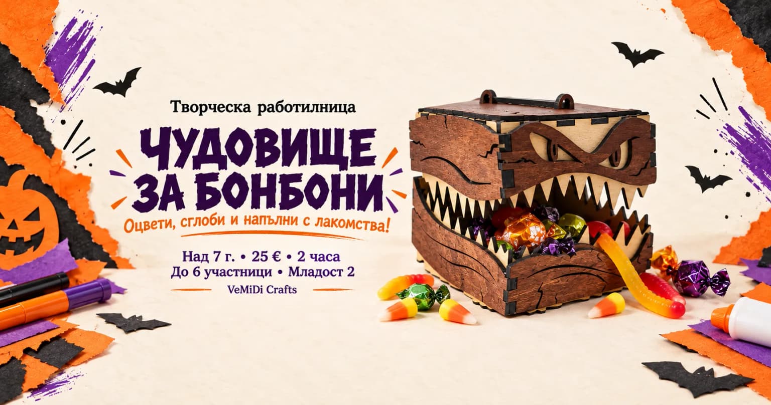 Чудовище за бонбони - творческа работилница за Хелоуин 🍬