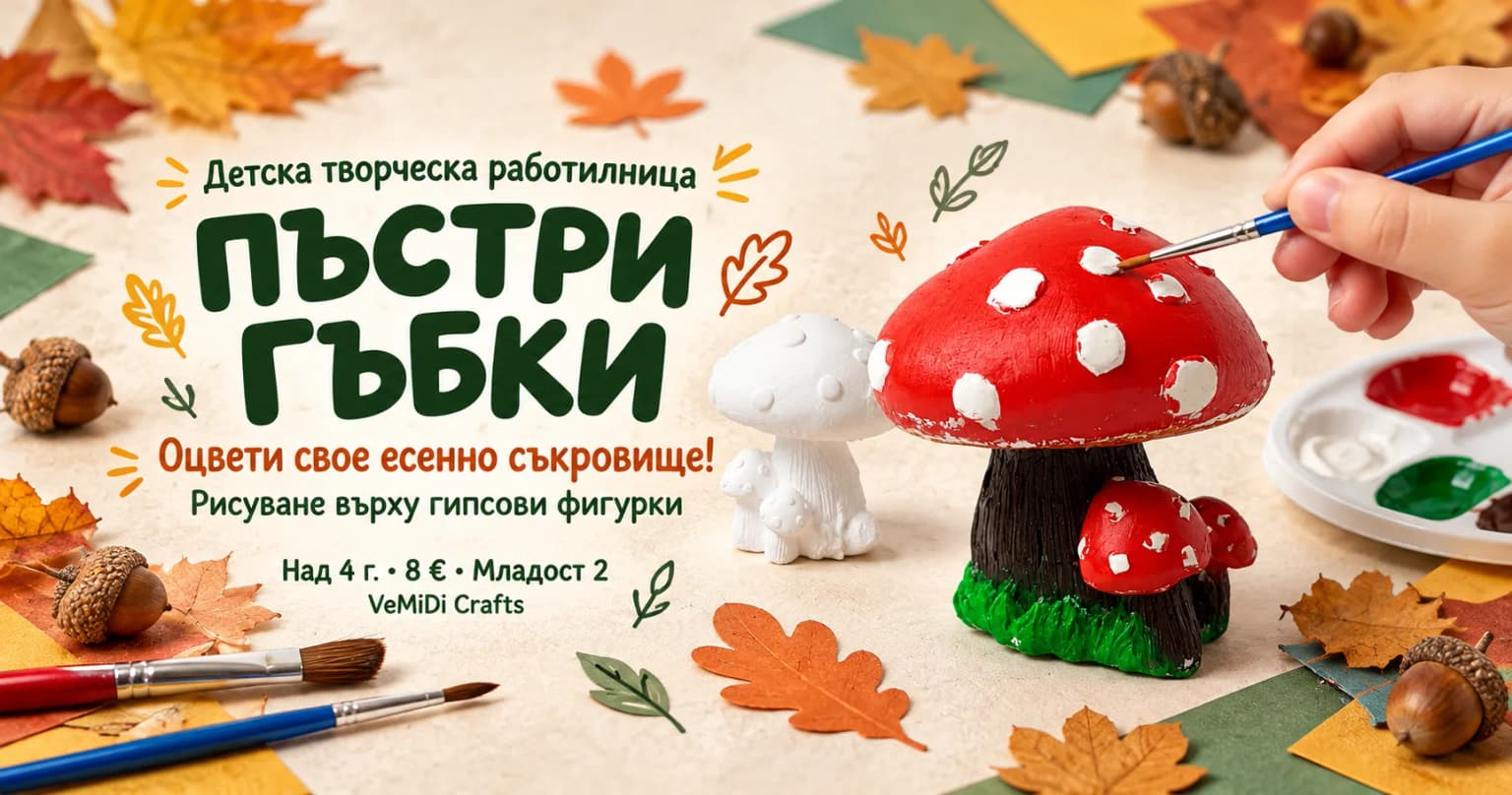 Пъстри гъбки - детска творческа работилница 🍄
