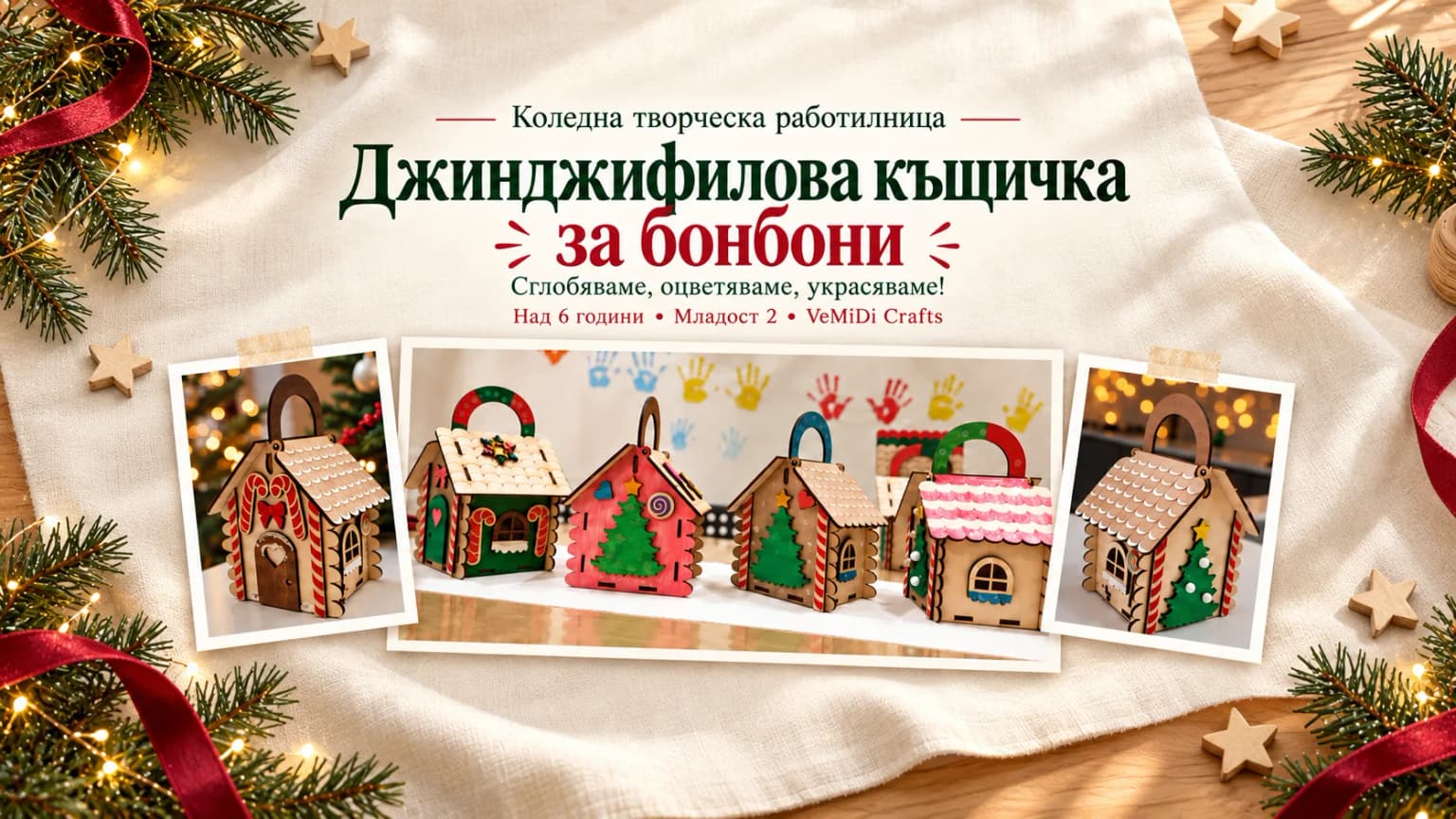 Джинджифилова къщичка за бонбони - коледна творческа работилница 🎄