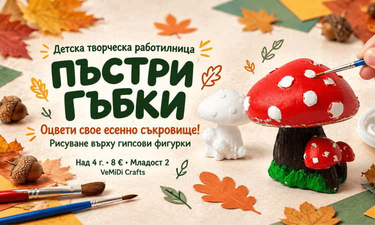 Пъстри гъбки - детска творческа работилница 🍄