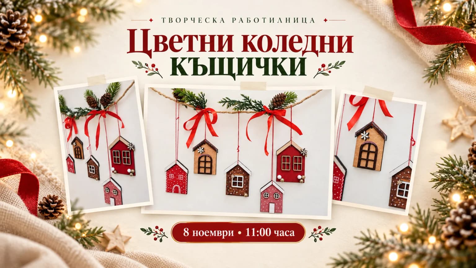 Цветни коледни къщички - творческа работилница